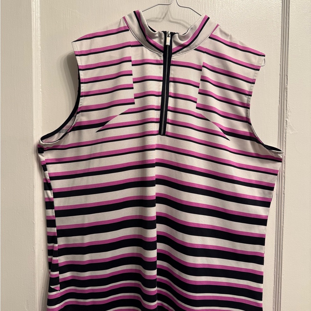 Tail Women’s Striped Sleeveless Golf Top with Zipper